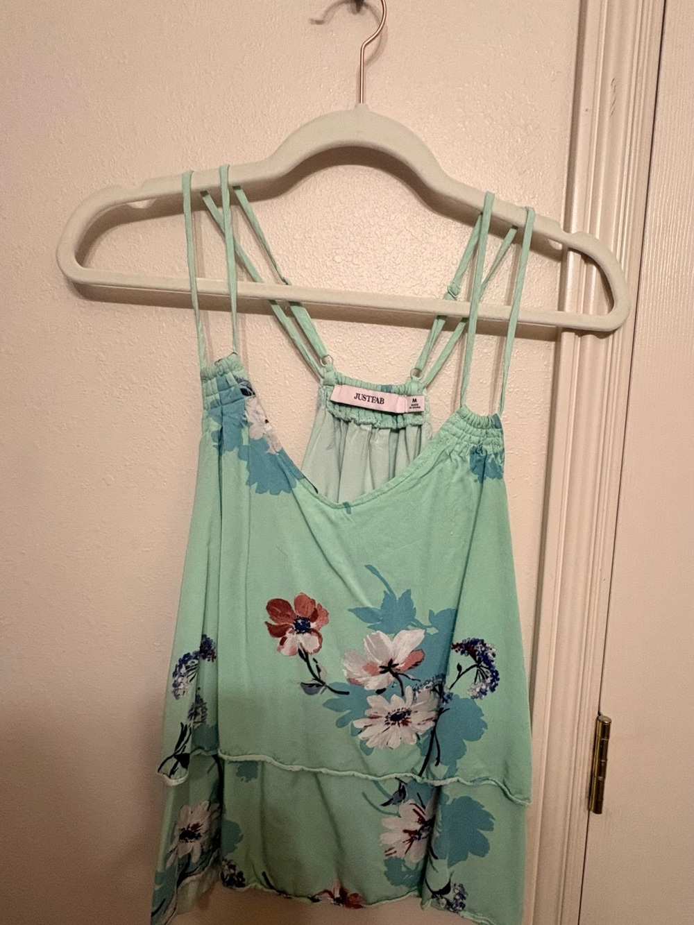 JustFab Mint Green Floral Double-Strap Camisole Size Medium